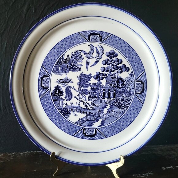 Vtg Arklow Ireland Blue Willow Dinner Plate 10.5", Blue & White Grandmillennial - Picture 1 of 5